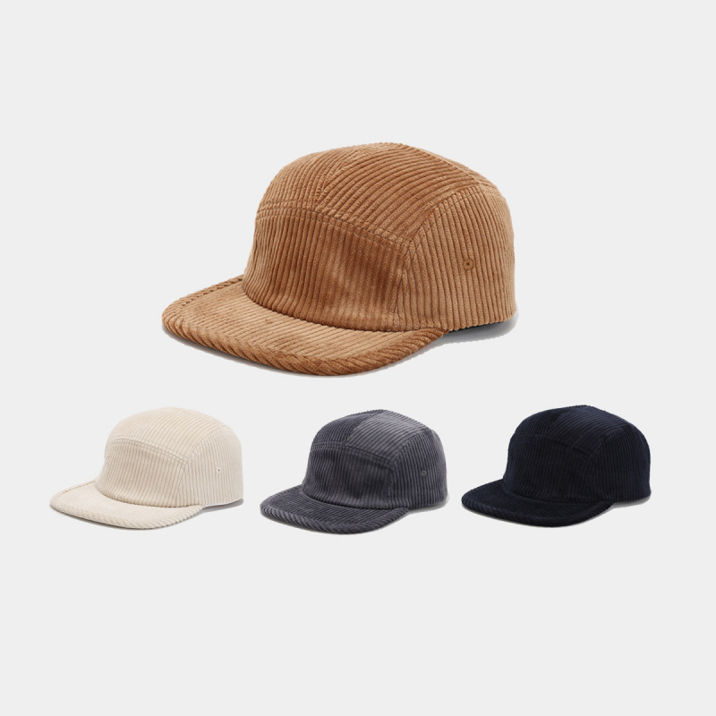 Corduroy Cap 5 Panel - Corduroy 5-Panel Camp Cap Adjustable Unisex