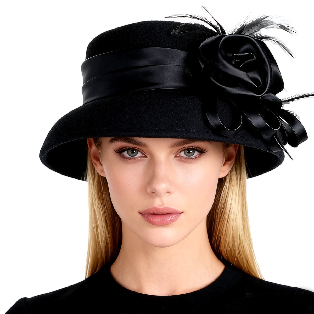 Fedora Hat Wool - Women's Black Wool Felt Cloche Hat