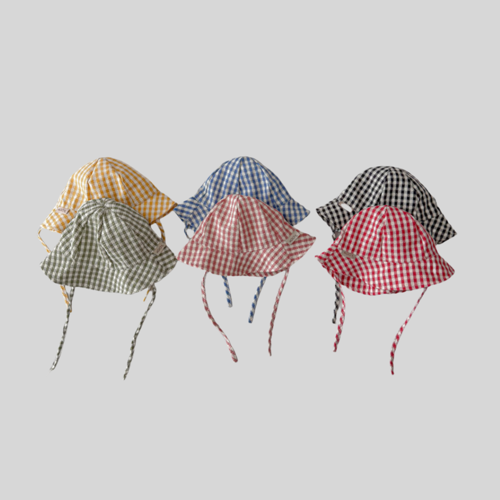 Bucket Hat Cotton - Ins Style Plaid Baby Bucket Hat