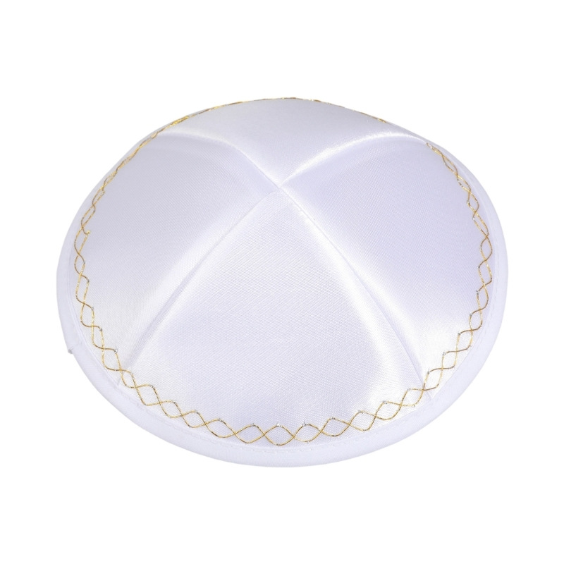 White Satin Jewish Kippah with - Skull Cap Helmet Liner recension och pris