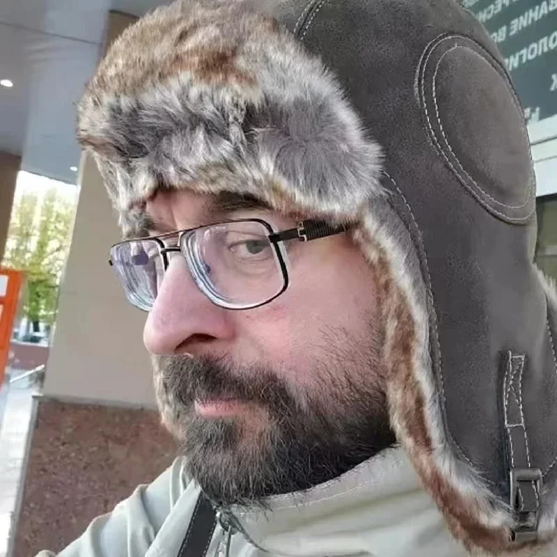 Leather SnowWint Cap With Ear  - Trapper Hat Ear Flap recension och pris