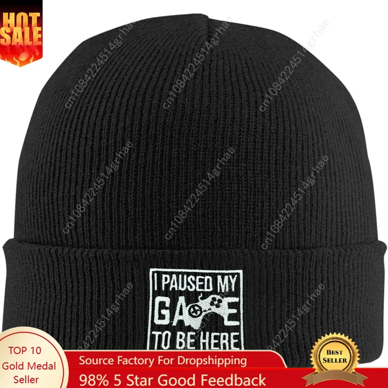 Fish Embroidery Beanie Hat Win - Beanie Cuffed Knit recension och pris