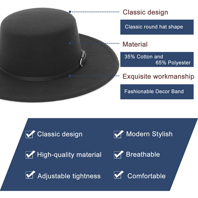 Elegant Wide Brim Fedora Hat f - Fedora Hat Wool recension och pris